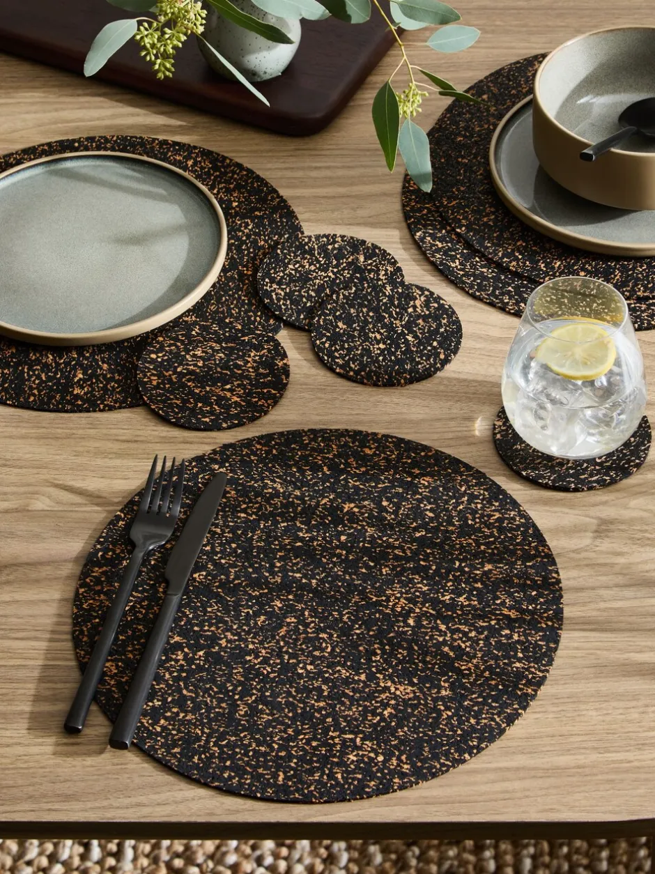 Tafellinnen En Placemats *Next Set of 4 Cork Placemats and Coasters naturel/zwart