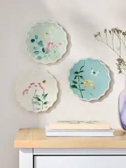 Canvassen En Kunst Voor Aan De Wand*Next Set of 3 Floral Ceramic Plate Plaques Wall Arts