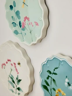 Canvassen En Kunst Voor Aan De Wand*Next Set of 3 Floral Ceramic Plate Plaques Wall Arts