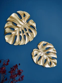 Canvassen En Kunst Voor Aan De Wand*Next Set of 2 Gold Cheese Leaves Wall Art
