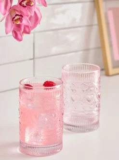 Glas|Tafelgerei*Next Set of 2 Heart Pressed Tumbler Glasses