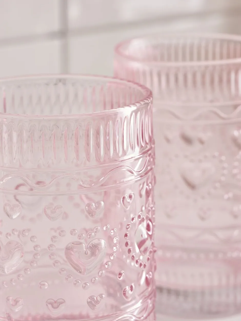 Glas|Tafelgerei*Next Set of 2 Heart Pressed Tumbler Glasses