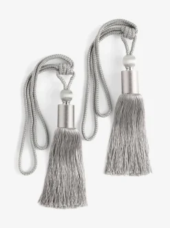 Gordijnroedes En -Accessoires|Next Set of 2 Large Tassel Curtain Tie Backs Zilvergrijs