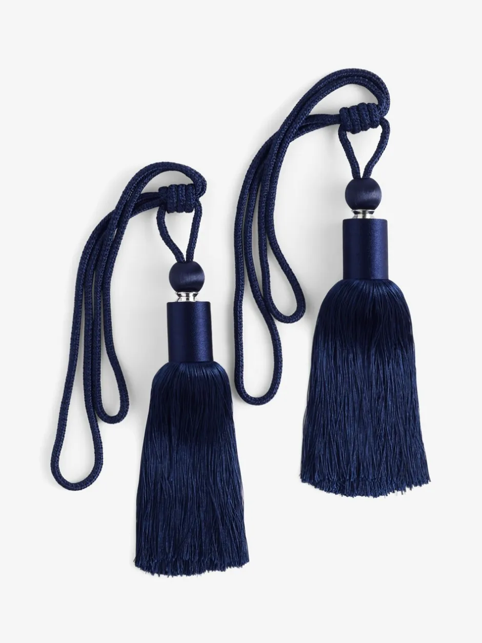 Gordijnroedes En -Accessoires|Next Set of 2 Large Tassel Curtain Tie Backs Donkerblauw
