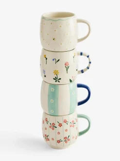 Mokken En Koppen|Tafelgerei|Next Set of 4 Maisie Floral Stacking Mugs