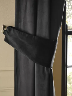 Gordijnroedes En -Accessoires*Next Set of 2 Matte Velvet Curtain Tie Backs Zwart
