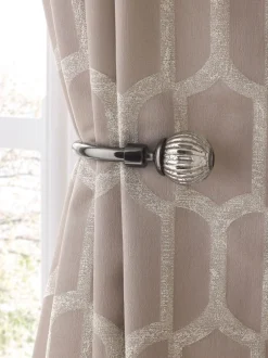Gordijnroedes En -Accessoires|Next Set of 2 Mercury Glass Curtain Holdbacks Tingrijs