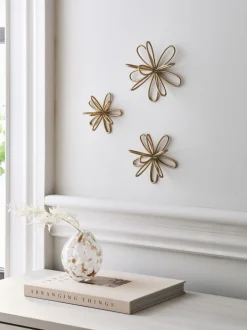 Canvassen En Kunst Voor Aan De Wand*Next Set of 3 Metal Flower Wall Plaques