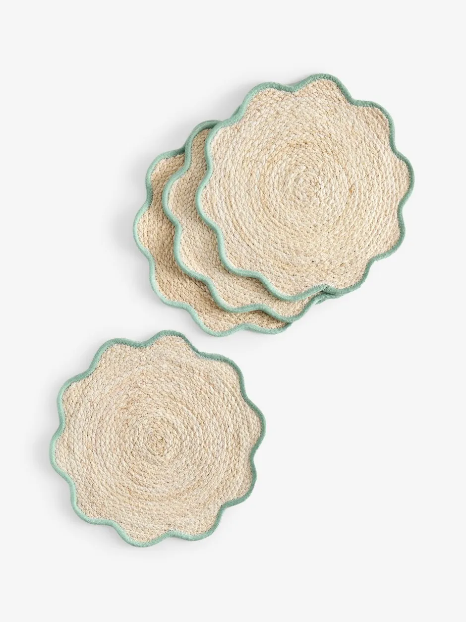 Tafellinnen En Placemats |Tafelgerei|Next Set of 4 Scallop Rattan Placemats