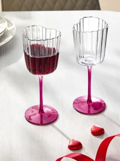 Glas|Next Set of 2 Scalloped Heart Wine Glasses