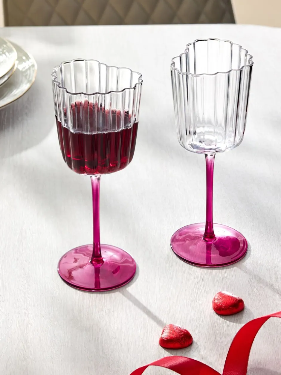 Glas|Next Set of 2 Scalloped Heart Wine Glasses