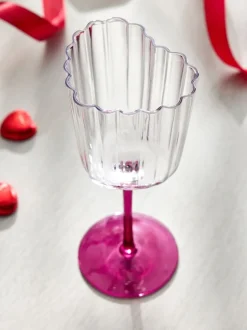 Glas|Next Set of 2 Scalloped Heart Wine Glasses