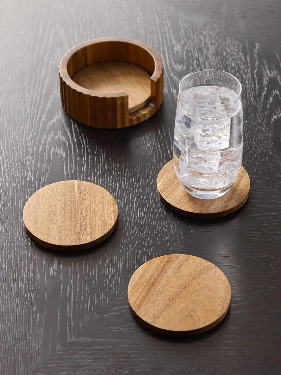 Tafellinnen En Placemats |Next Set of 4 Stamford Wooden Coasters and Holder