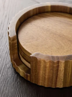 Tafellinnen En Placemats |Next Set of 4 Stamford Wooden Coasters and Holder