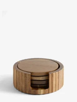 Tafellinnen En Placemats |Next Set of 4 Stamford Wooden Coasters and Holder