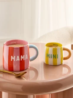 Mokken En Koppen|Tafelgerei*Next Set of 2 Stripe Mama and Mini Est 2026 Mugs