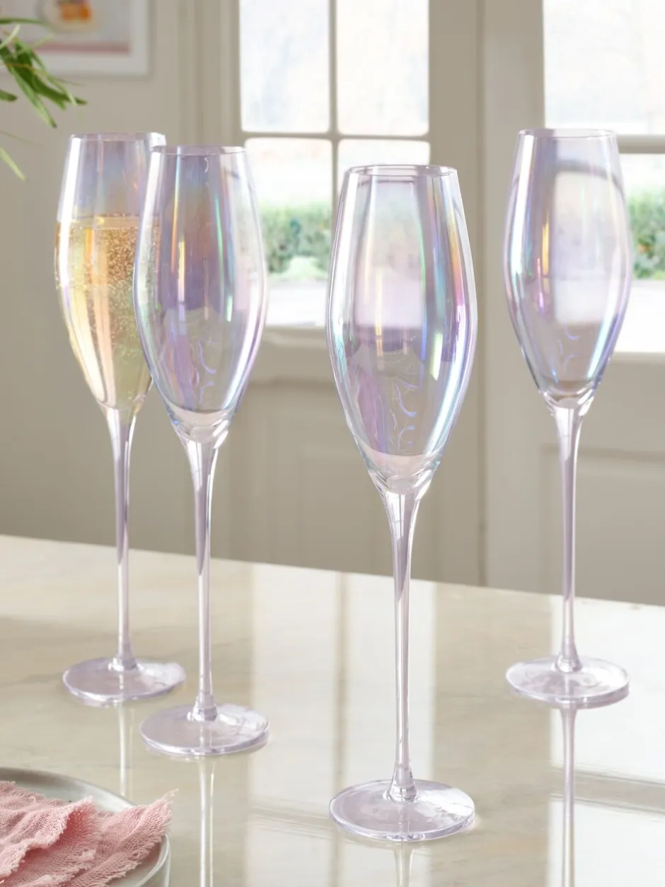 Glas|Tafelgerei|Next Set of 4 Vienna Crystal Champagne Flutes
