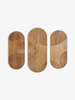 Canvassen En Kunst Voor Aan De Wand*Next Set of 3 Wooden Global Carved Pill Wall Art