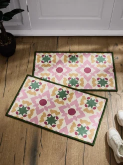 Deurmatten|Vloerkleden En Lopers*Next Set van 2 afwasbare deurmatten met geometrische Tile print
