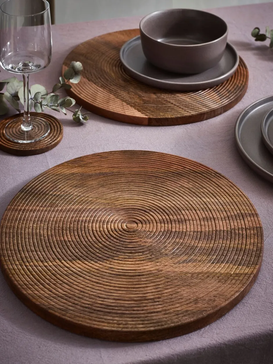 Tafellinnen En Placemats *Next Set van 2 Bronx geëtste houten placemats Natuurlijk