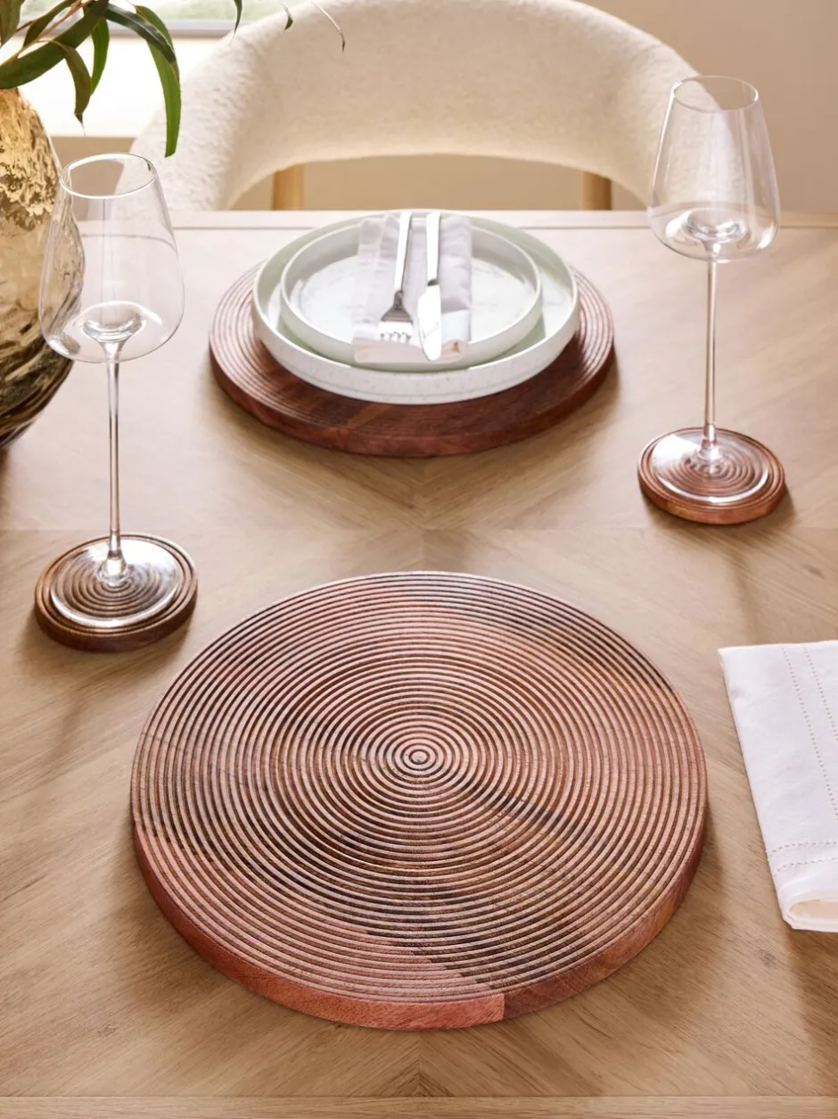 Tafellinnen En Placemats *Next Set van 2 Bronx geëtste houten placemats Natuurlijk