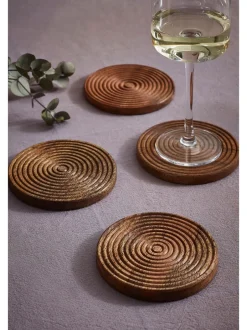 Tafellinnen En Placemats |Next Set van 4 Bronx geëtste houten onderzetters Natuurlijk
