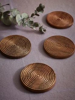 Tafellinnen En Placemats |Next Set van 4 Bronx geëtste houten onderzetters Natuurlijk