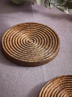 Tafellinnen En Placemats |Next Set van 4 Bronx geëtste houten onderzetters Natuurlijk
