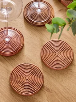 Tafellinnen En Placemats |Next Set van 4 Bronx geëtste houten onderzetters Natuurlijk