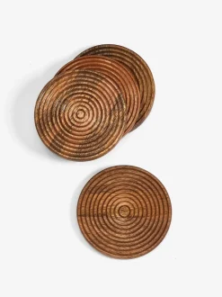 Tafellinnen En Placemats |Next Set van 4 Bronx geëtste houten onderzetters Natuurlijk