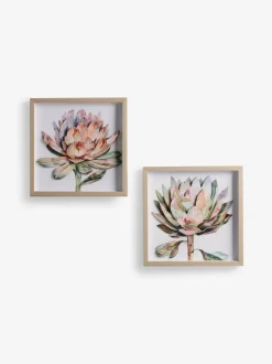 Canvassen En Kunst Voor Aan De Wand|Next Set van 2 3D bloemenprint Protea wanddecoratie