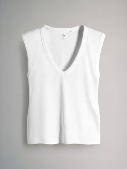 Tops En T-Shirts*The Set Set van 5 diepe V-hals geribbelde vest