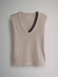 Tops En T-Shirts*The Set Set van 5 diepe V-hals geribbelde vest