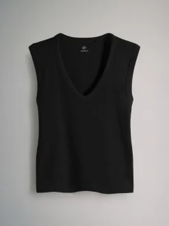 Tops En T-Shirts*The Set Set van 5 diepe V-hals geribbelde vest