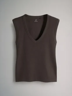 Tops En T-Shirts*The Set Set van 5 diepe V-hals geribbelde vest