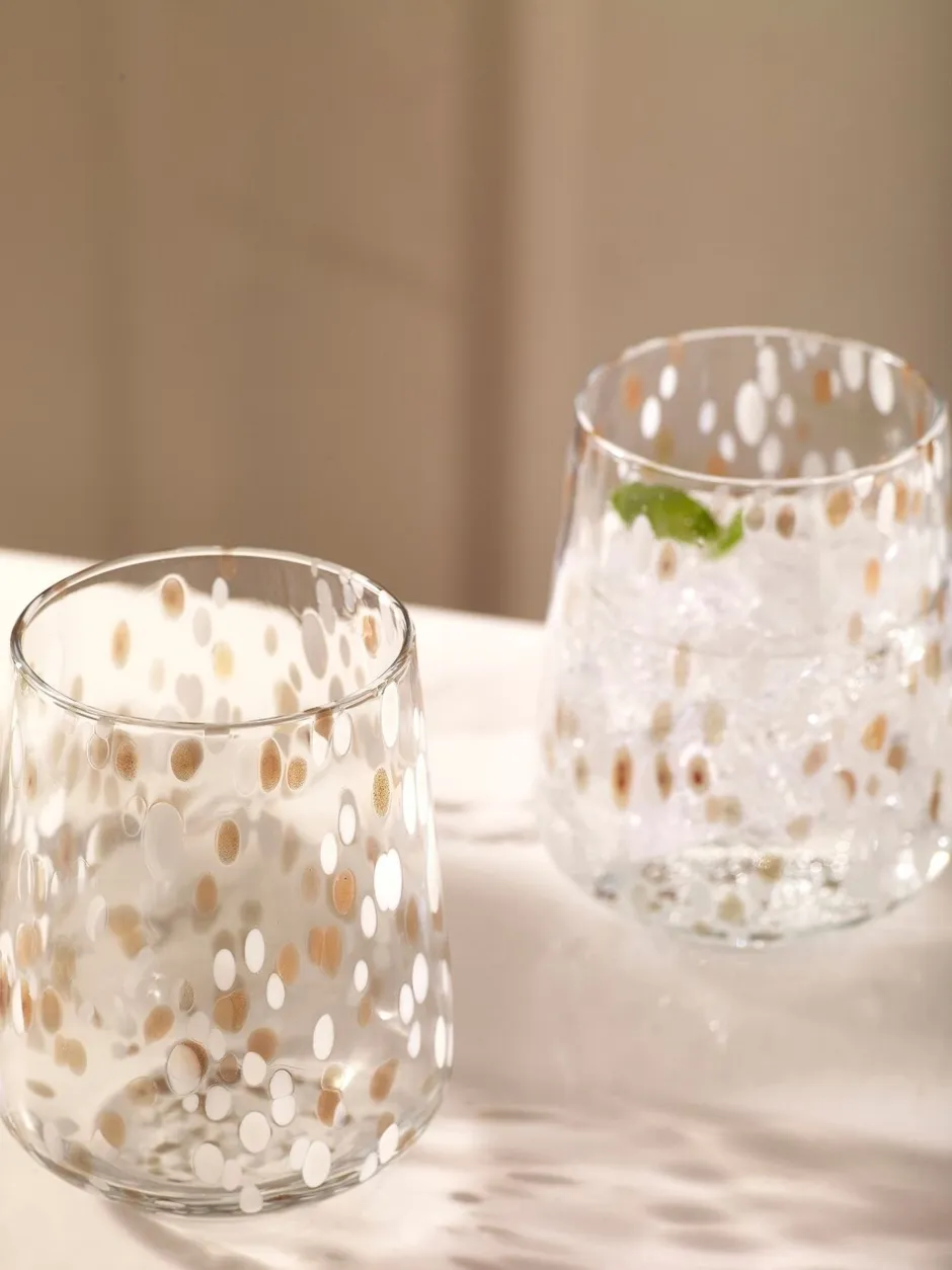 Glas|Next Set van 2 glazen met confettiprint