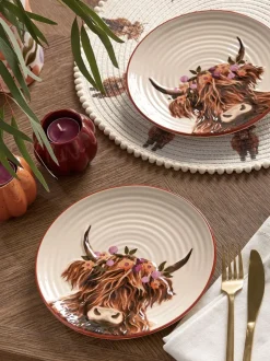 Tafelgerei|Eetservies En Pastaschalen*Next Set van 2 Hamish The Highland Cow borden