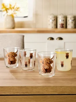 Glas|Tafelgerei|Next Set van 4 Hamish The Highland Cow tumblers