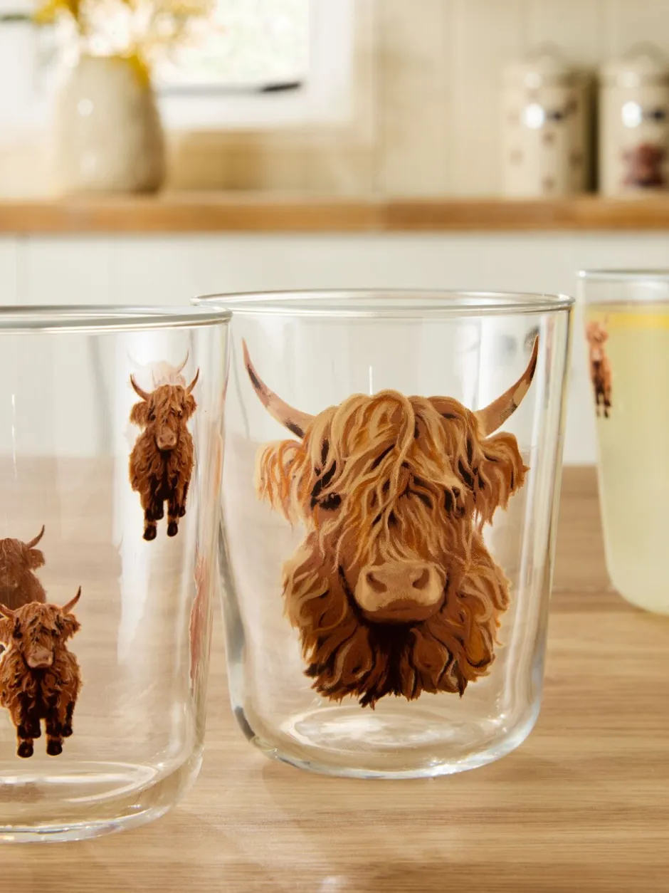 Glas|Tafelgerei|Next Set van 4 Hamish The Highland Cow tumblers