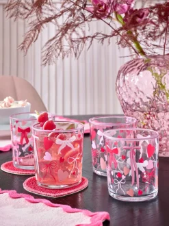 Glas*Next Set van 4 Hart en Strik Tumblerglazen
