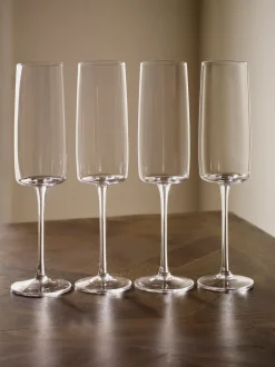 Glas|Tafelgerei|Next Set van 4 hoekige champagneflûtes