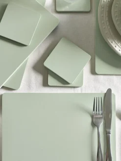 Tafellinnen En Placemats *Next Set van 4 houten placemats en onderzetters Grijs-groen