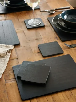 Tafellinnen En Placemats |Next Set van 4 houten placemats en onderzetters Zwart