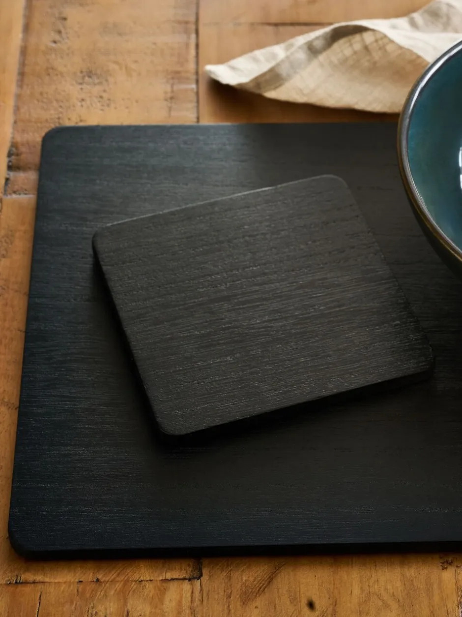 Tafellinnen En Placemats |Next Set van 4 houten placemats en onderzetters Zwart