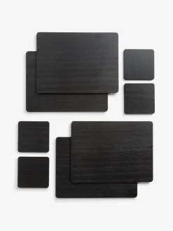 Tafellinnen En Placemats |Next Set van 4 houten placemats en onderzetters Zwart
