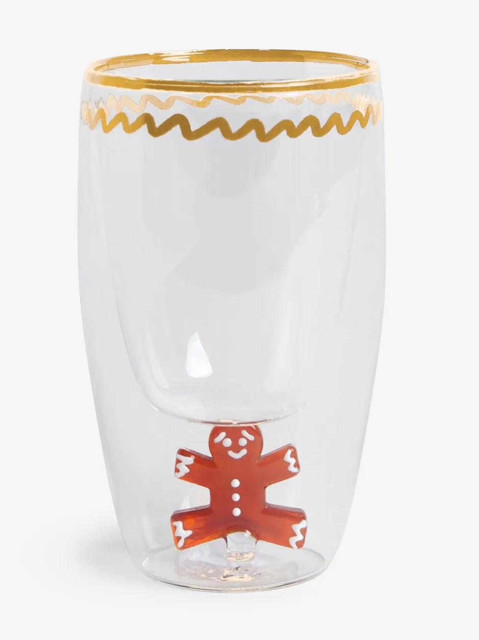 Glas|Next Set van 2 kerstbekerglazen met peperkoekmannetje