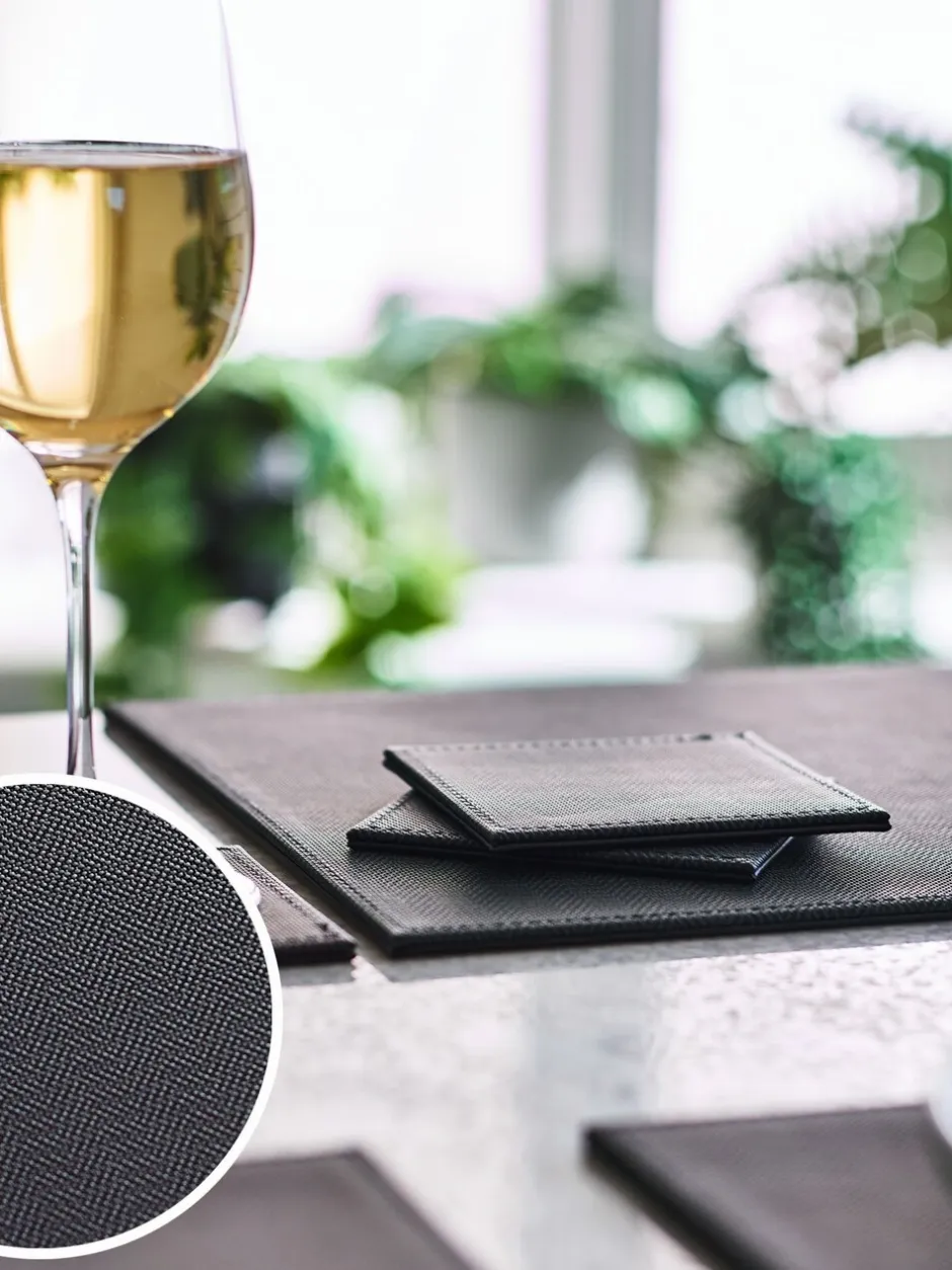 Tafellinnen En Placemats |Next Set van 4 omkeerbare placemats en onderzetters van imitatieleer Zwart