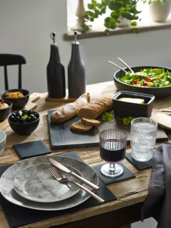 Tafellinnen En Placemats |Next Set van 4 omkeerbare placemats en onderzetters van imitatieleer Zwart