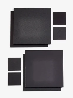 Tafellinnen En Placemats |Next Set van 4 omkeerbare placemats en onderzetters van imitatieleer Zwart