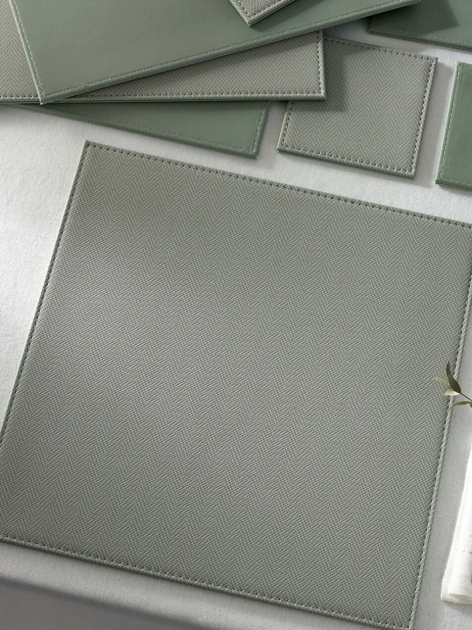 Tafellinnen En Placemats *Next Set van 4 omkeerbare placemats en onderzetters van imitatieleer Grijs-groen
